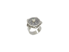 Серебряное двухслойное кольцо с черневым декором 
